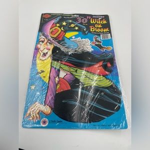 EXTREMELY RARE 1991 BEISTLE  30" JOINTED WITCH ON BROOM IN ORIG PKG.